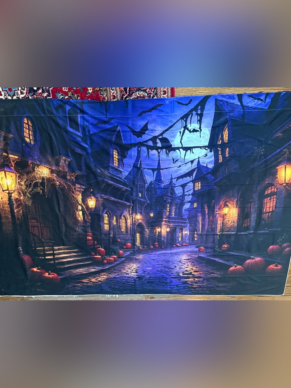 Kate Halloween Pumpkin Night Street Printed Backdrop 7’x5’